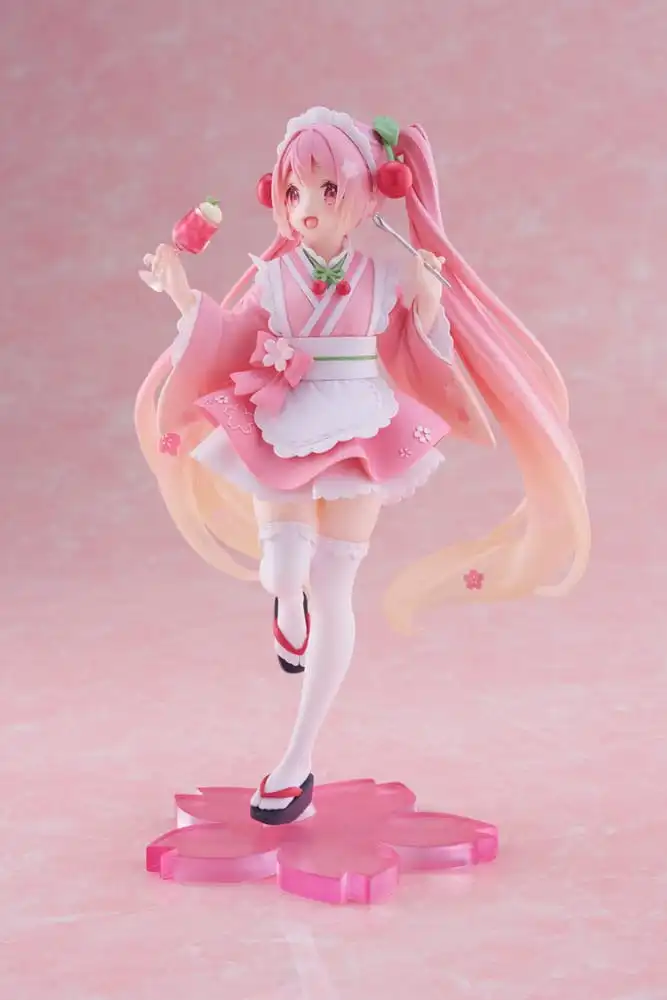 Hatsune Miku PVC Statue Newley Written Sakura Miku Japanese Cafe Ver. Reissue 18 cm